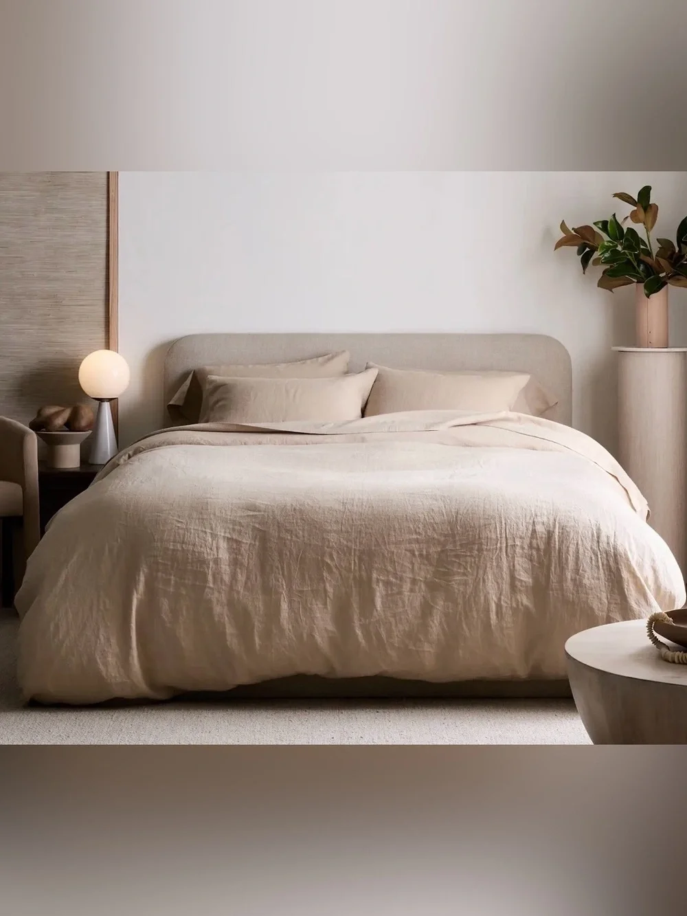 NWOT Quince European Linen 3 Piece Duvet Cover Set, Full/Queen (Toffee)